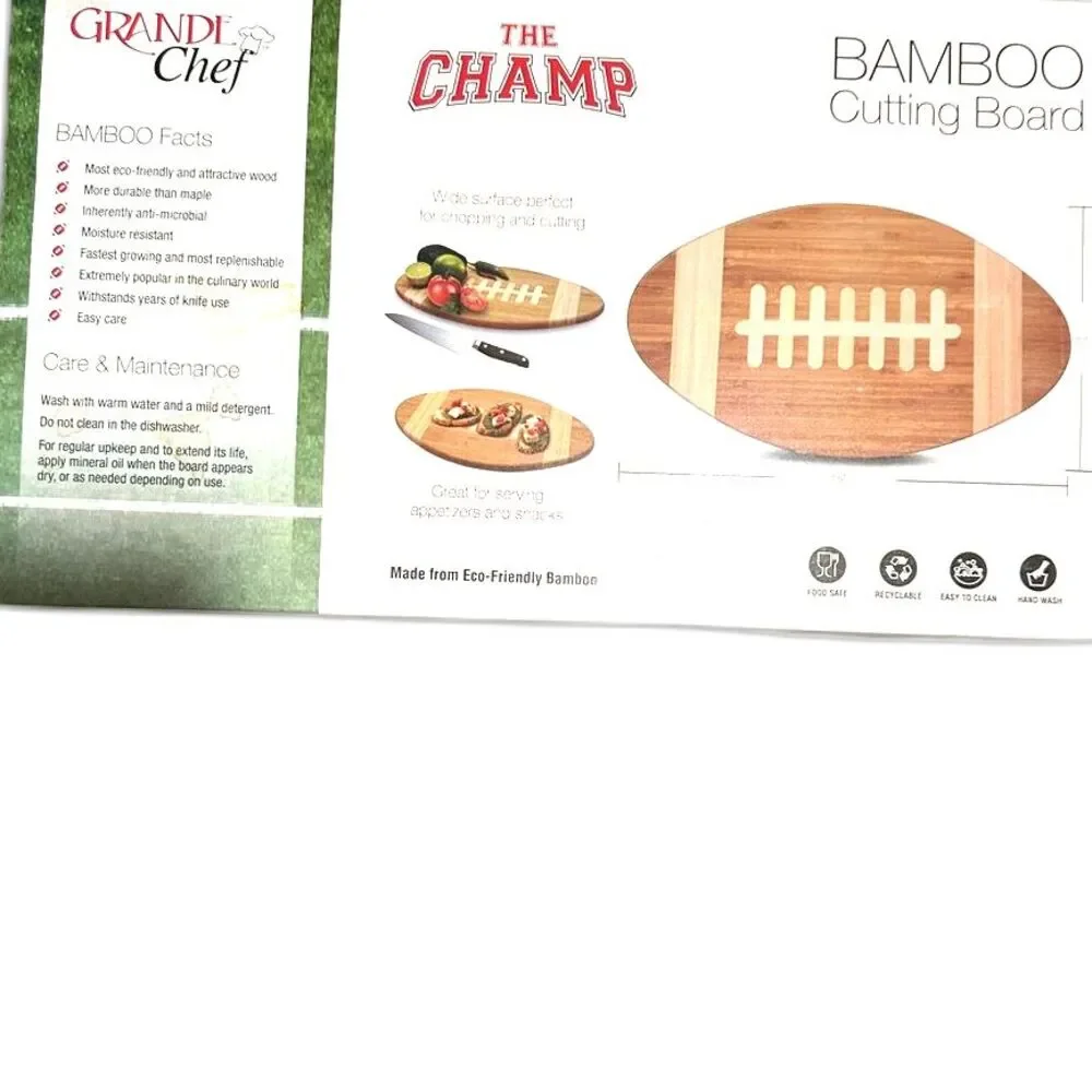 Football Shaped Bamboo Cutting Board